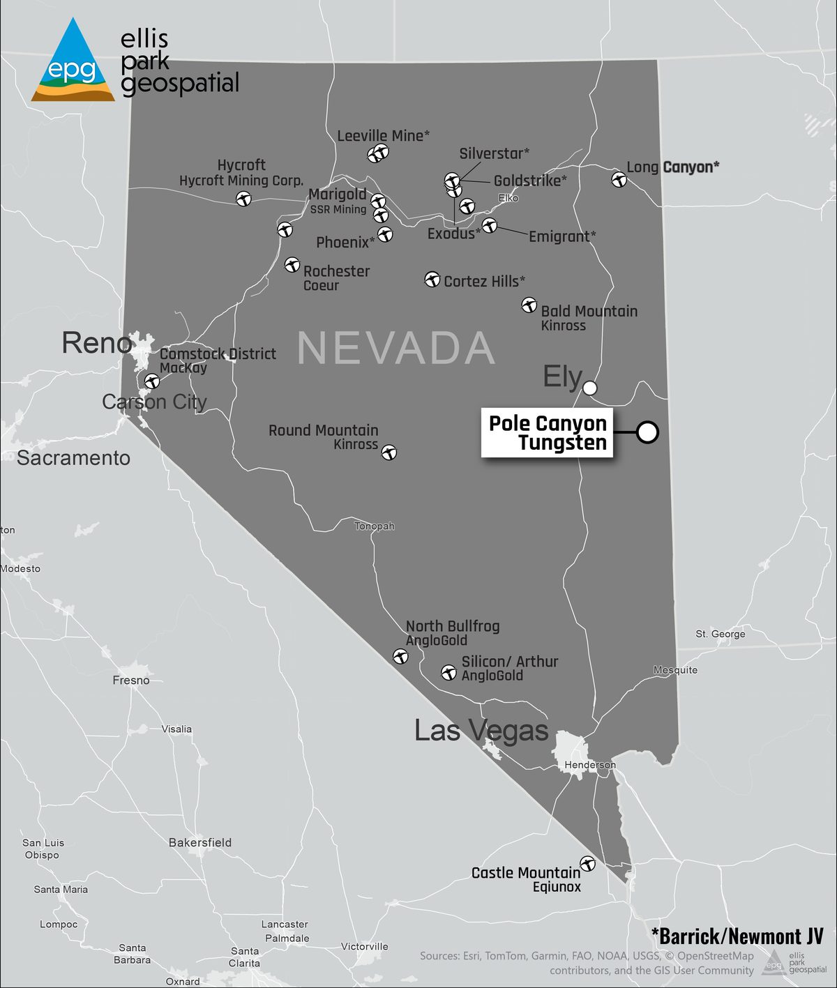 Pole Canyon location map — White Pine County, Nevada, USA